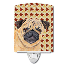 Load image into Gallery viewer, Pug Fall Leaves Portrait Ceramic Night Light SC9211CNL