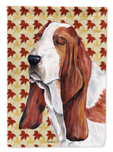 Load image into Gallery viewer, Basset Hound Fall Leaves Portrait Flag Canvas House Size