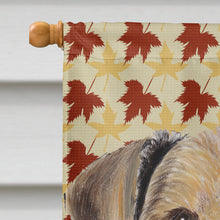 Load image into Gallery viewer, Airedale Fall Leaves Portrait Flag Canvas House Size