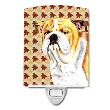 Load image into Gallery viewer, Bulldog English Fall Leaves Portrait Ceramic Night Light SC9214CNL