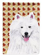 Load image into Gallery viewer, American Eskimo Fall Leaves Portrait Flag Canvas House Size