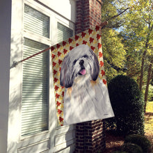 Load image into Gallery viewer, Shih Tzu Fall Leaves Portrait Flag Canvas House Size