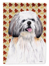 Load image into Gallery viewer, Shih Tzu Fall Leaves Portrait Flag Canvas House Size