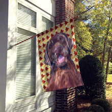 Load image into Gallery viewer, Labrador Chocolate Fall Leaves Portrait Flag Canvas House Size