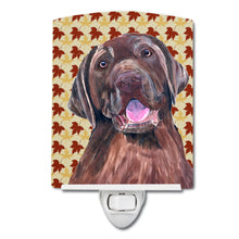 Load image into Gallery viewer, Labrador Chocolate Fall Leaves Portrait Ceramic Night Light SC9224CNL