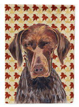 Load image into Gallery viewer, German Shorthaired Pointer Fall Leaves Portrait Flag Canvas House Size