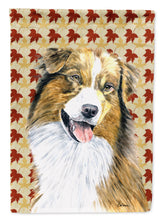 Load image into Gallery viewer, Australian Shepherd Fall Leaves Portrait Flag Canvas House Size