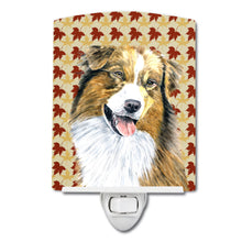 Load image into Gallery viewer, Australian Shepherd Fall Leaves Portrait Ceramic Night Light SC9237CNL