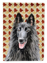 Load image into Gallery viewer, Belgian Sheepdog Fall Leaves Portrait Garden Flag – Decorative Outdoor Yard Flag