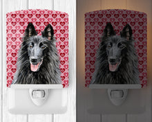 Load image into Gallery viewer, Belgian Sheepdog Hearts Love and Valentine's Day Portrait Ceramic Night Light SC9241CNL