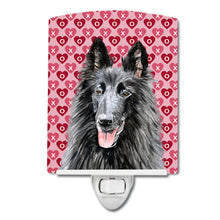Load image into Gallery viewer, Belgian Sheepdog Hearts Love and Valentine's Day Portrait Ceramic Night Light SC9241CNL