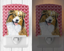 Load image into Gallery viewer, Australian Shepherd Hearts Love Valentine's Day Ceramic Night Light SC9242CNL