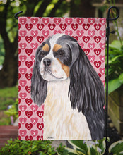 Load image into Gallery viewer, Cavalier Spaniel Hearts Love and Valentine's Day Portrait Garden Flag – Decorative Outdoor Yard Flag