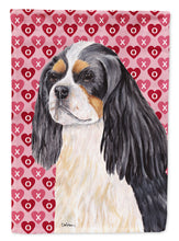 Load image into Gallery viewer, Cavalier Spaniel Hearts Love and Valentine's Day Portrait Garden Flag – Decorative Outdoor Yard Flag
