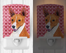 Load image into Gallery viewer, Basenji Hearts Love and Valentine's Day Portrait Ceramic Night Light SC9252CNL