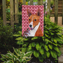 Load image into Gallery viewer, Basenji Hearts Love and Valentine's Day Portrait Garden Flag – Decorative Outdoor Yard Flag