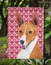 Load image into Gallery viewer, Basenji Hearts Love and Valentine's Day Portrait Garden Flag – Decorative Outdoor Yard Flag