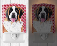 Load image into Gallery viewer, Saint Bernard Hearts Love and Valentine's Day Portrait Ceramic Night Light SC9257CNL