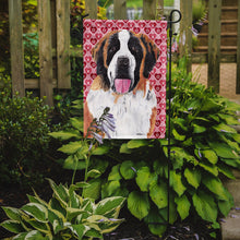 Load image into Gallery viewer, Saint Bernard Hearts Love and Valentine's Day Portrait Garden Flag – Decorative Outdoor Yard Flag