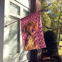 Load image into Gallery viewer, Vizsla Hearts Love and Valentine's Day Portrait Flag Canvas House Size
