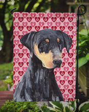 Load image into Gallery viewer, Doberman Hearts Love and Valentine's Day Portrait Garden Flag – Decorative Outdoor Yard Flag