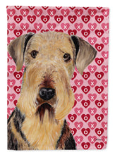 Load image into Gallery viewer, Airedale Hearts Love and Valentine's Day Portrait Garden Flag – Decorative Outdoor Yard Flag