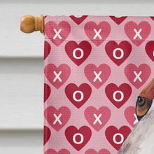Load image into Gallery viewer, Basset Hound Hearts Love and Valentine's Day Portrait Flag Canvas House Size