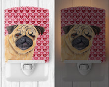 Load image into Gallery viewer, Pug Hearts Love and Valentine's Day Portrait Ceramic Night Light SC9268CNL