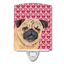 Load image into Gallery viewer, Pug Hearts Love and Valentine's Day Portrait Ceramic Night Light SC9268CNL