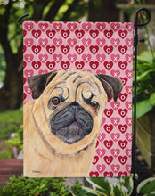 Load image into Gallery viewer, Pug Hearts Love and Valentine's Day Portrait Garden Flag – Decorative Outdoor Yard Flag
