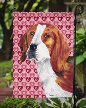 Load image into Gallery viewer, Beagle Hearts Love and Valentine's Day Portrait Garden Flag – Decorative Outdoor Yard Flag
