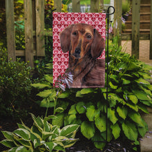 Load image into Gallery viewer, Dachshund Hearts Love and Valentine's Day Portrait Garden Flag – Decorative Outdoor Yard Flag