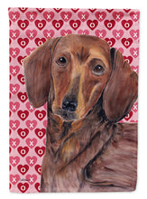 Load image into Gallery viewer, Dachshund Hearts Love and Valentine's Day Portrait Garden Flag – Decorative Outdoor Yard Flag