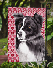 Load image into Gallery viewer, Border Collie Hearts Love and Valentine's Day Portrait Garden Flag – Decorative Outdoor Yard Flag