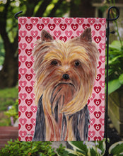 Load image into Gallery viewer, Yorkie Hearts Love and Valentine's Day Portrait Garden Flag – Decorative Outdoor Yard Flag