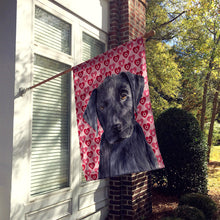 Load image into Gallery viewer, Labrador Black Hearts Love Valentine's Day Flag Canvas House Size