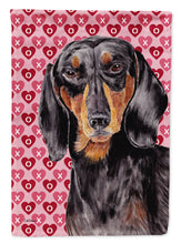 Load image into Gallery viewer, Dachshund Black Tan Hearts Love Valentine's Day Flag Canvas House Size