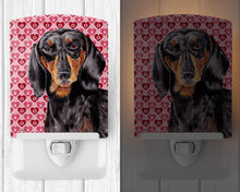 Load image into Gallery viewer, Dachshund Black Tan Hearts Love Valentine's Day Ceramic Night Light SC9276CNL