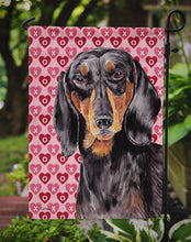 Load image into Gallery viewer, Dachshund Black Tan Hearts Love Valentine's Day Garden Flag – Decorative Outdoor Yard Flag