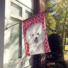 Load image into Gallery viewer, Bichon Frise Hearts Love and Valentine's Day Portrait Flag Canvas House Size