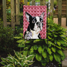 Load image into Gallery viewer, Boston Terrier Hearts Love Valentine's Day Garden Flag – Decorative Outdoor Yard Flag
