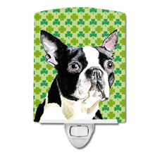 Load image into Gallery viewer, Boston Terrier St. Patrick's Day Shamrock Portrait Ceramic Night Light SC9280CNL