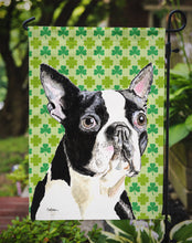 Load image into Gallery viewer, Boston Terrier St. Patrick's Day Shamrock Portrait Garden Flag – Decorative Outdoor Yard Flag