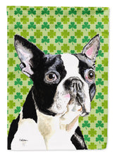 Load image into Gallery viewer, Boston Terrier St. Patrick's Day Shamrock Portrait Garden Flag – Decorative Outdoor Yard Flag