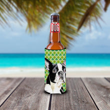 Load image into Gallery viewer, Boston Terrier St. Patrick's Day Shamrock Portrait Slim Can Hugger – Fun &amp; Functional Drink Coolers SC9280MUK