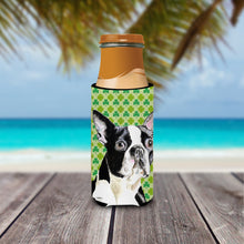 Load image into Gallery viewer, Boston Terrier St. Patrick's Day Shamrock Portrait Slim Can Hugger – Fun &amp; Functional Drink Coolers SC9280MUK