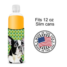 Load image into Gallery viewer, Boston Terrier St. Patrick's Day Shamrock Portrait Slim Can Hugger – Fun &amp; Functional Drink Coolers SC9280MUK