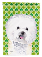 Load image into Gallery viewer, Bichon Frise St. Patrick's Day Shamrock Portrait Flag Canvas House Size