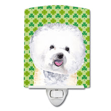 Load image into Gallery viewer, Bichon Frise St. Patrick's Day Shamrock Portrait Ceramic Night Light SC9282CNL