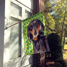 Load image into Gallery viewer, Dachshund St. Patrick's Day Shamrock Portrait Flag Canvas House Size